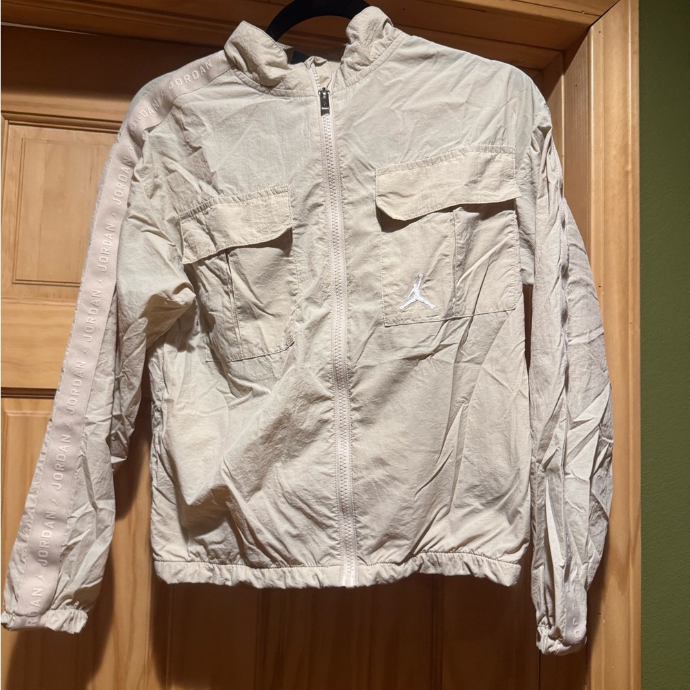 Jordan Stylish Beige Jacket with Metallic Zipper